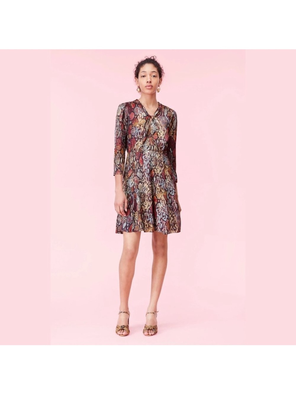 Rebecca Taylor Snake Print Silk Mini Dress